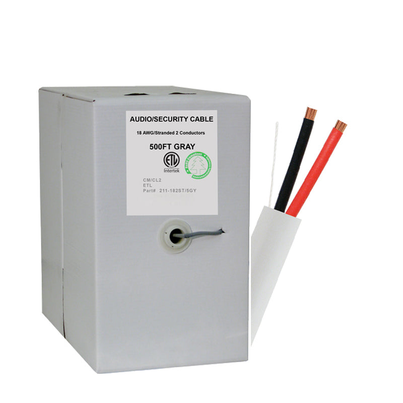 Vertical Cable (18/2 Alarm-Plenum Security Cable) 18AWG, 2 Condutor Stranded, Pull Box 1000ft, White