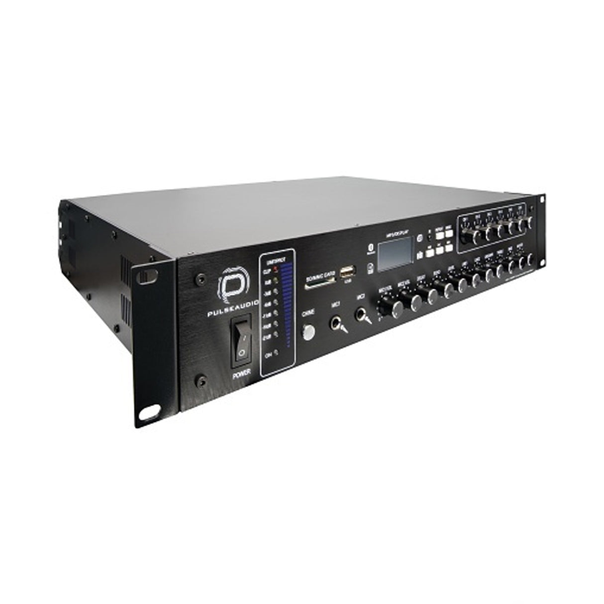 Vanco PA6X240, 6-channel commercial amplifiers with 8ohm and 70/100V outputs, 2 mic inputs, 3 RCA inputs, Bluetooth, USB/SD playback, and an FM tuner, all in a 2U rack mount design. Closeout