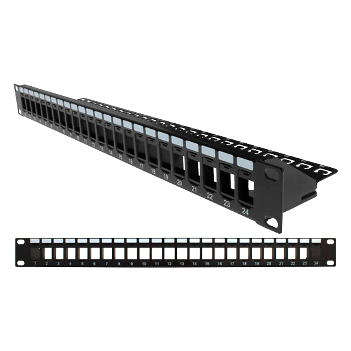 Vertical Cable (24 Port Blank Patch Panel with Cable Management 1U) Blank Patch Panel , Cable Manager, 24 Port, 1U, Black