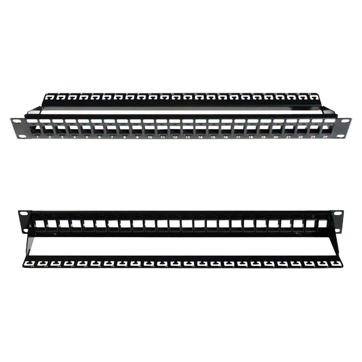 Vertical Cable (24 Port Blank Patch Panel with Cable Management 1U) Blank Patch Panel , Cable Manager, 24 Port, 1U, Black