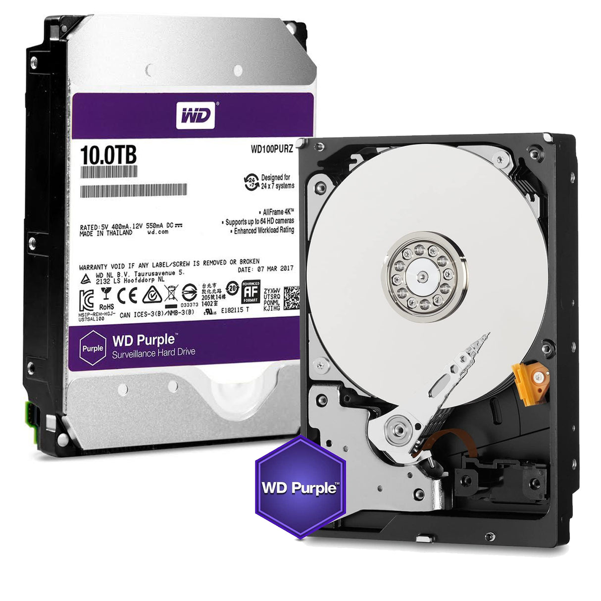 Western Digital 10TB WD Purple Surveillance Hard Disk Drive