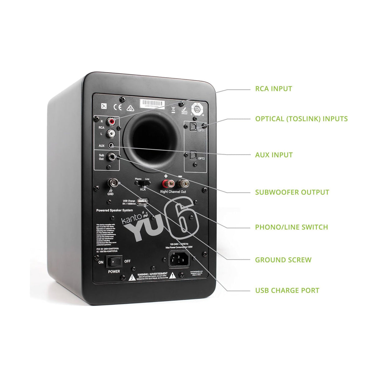 Kanto YUP6W, Passive 5.25" Speakers with 1" Silk Dome Tweeter and 5.25" Kevlar Woofer, Pair