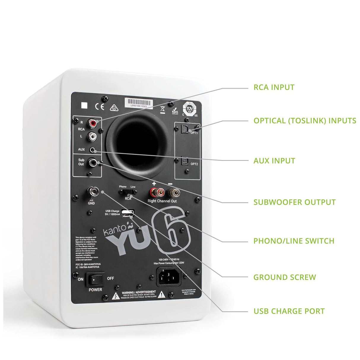 Kanto YUP6W, Passive 5.25" Speakers with 1" Silk Dome Tweeter and 5.25" Kevlar Woofer, Pair