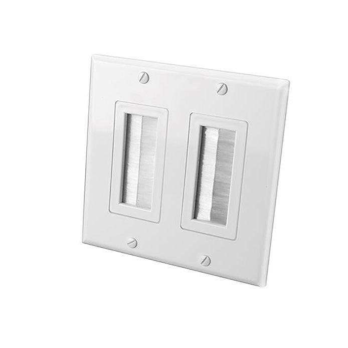 Vanco 120827X Decor Style Brush Bulk Cable Wall Plates (2-GANG ) White