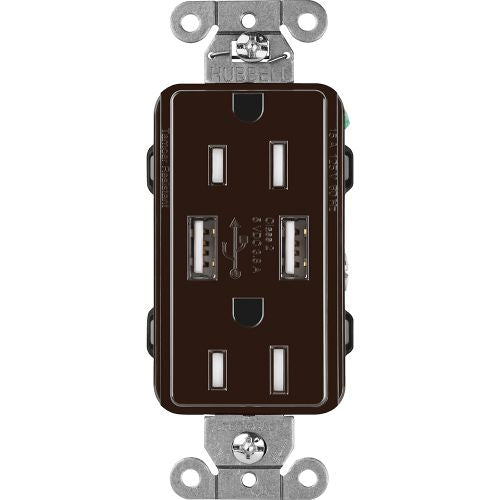 Lutron Claro CAR-15-UBTR, 15A Tamper Resistant Receptacle - Dual USB Type A