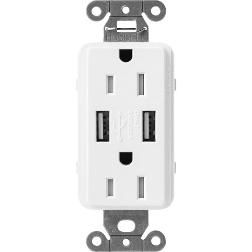 Lutron Claro SCR-15-UBTR, 15A Tamper Resistant Receptacle - Dual USB