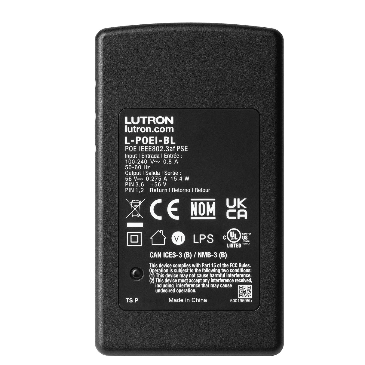 Lutron RadioRA3 L-POEI-BL, PoE Injector Kit for Processor, 120V