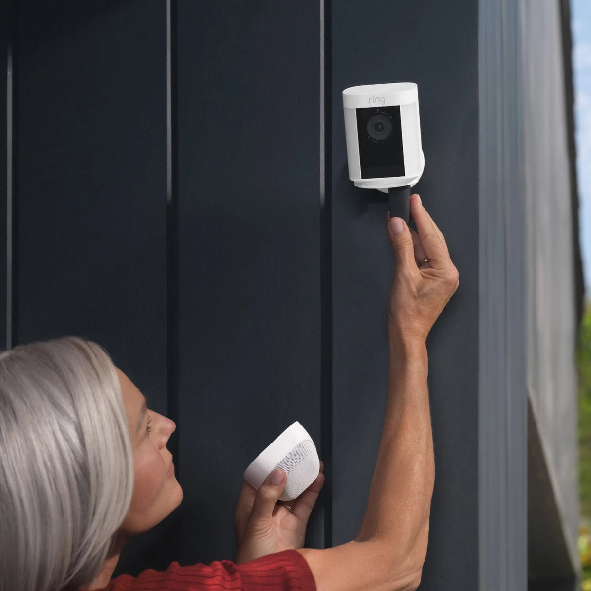 Ring Spotlight Cam Pro Battery, 3D Motion Detection, Two-Way Talk with Audio+, and Dual-Band Wifi (Black-White)