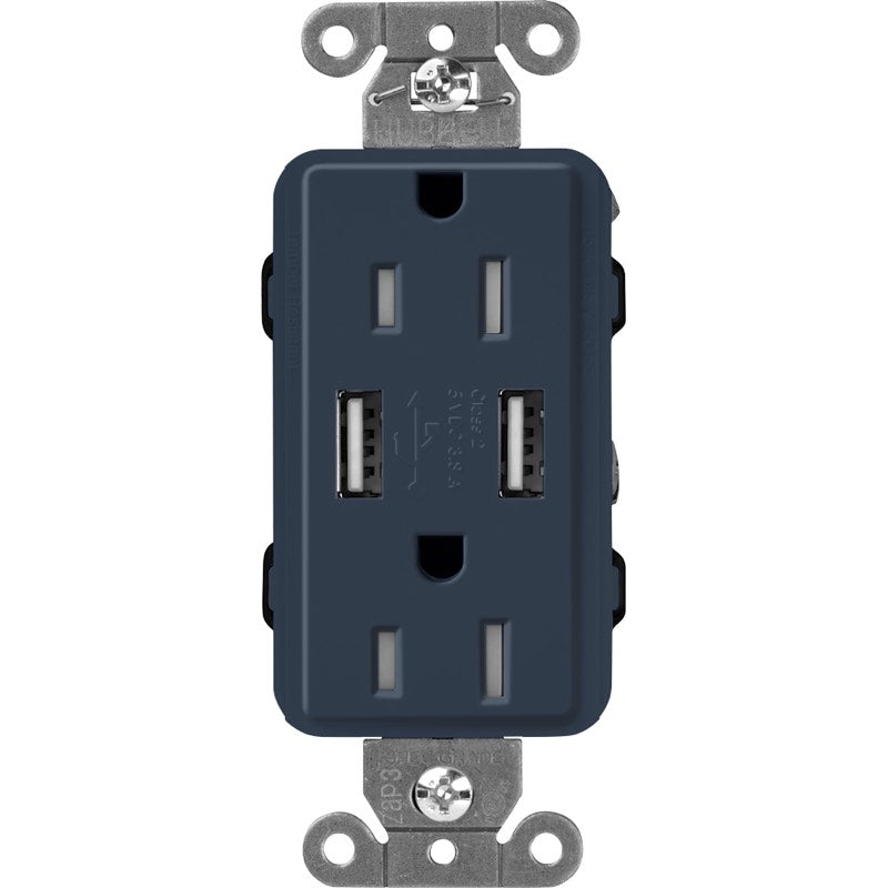 Lutron Claro SCR-15-UBTR, 15A Tamper Resistant Receptacle - Dual USB