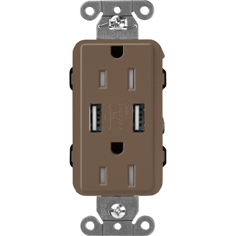 Lutron Claro SCR-15-UBTR, 15A Tamper Resistant Receptacle - Dual USB