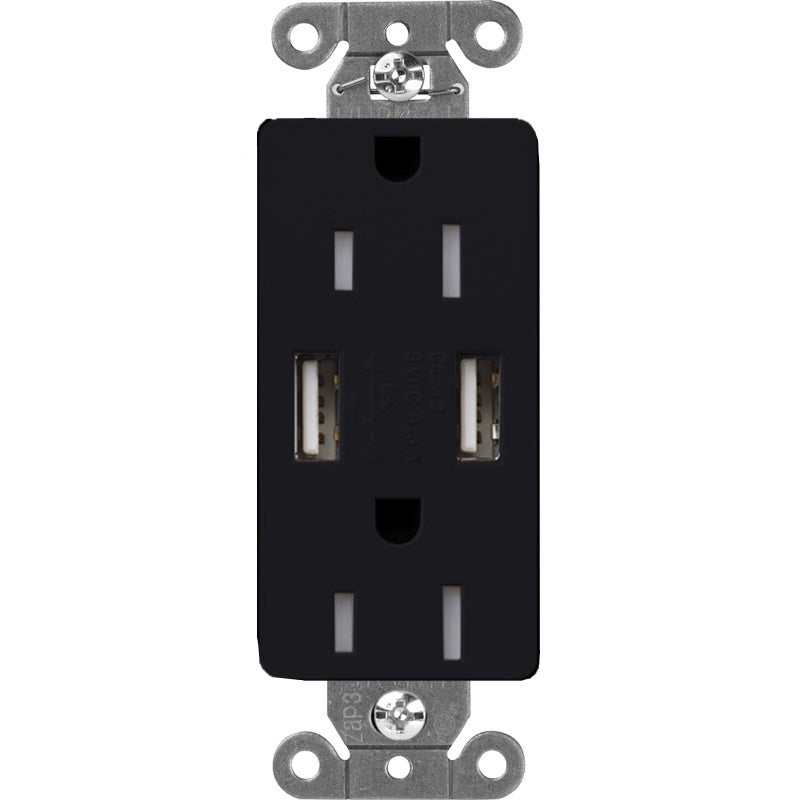 Lutron Claro SCR-15-UBTR, 15A Tamper Resistant Receptacle - Dual USB
