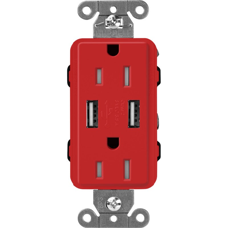 Lutron Claro SCR-15-UBTR, 15A Tamper Resistant Receptacle - Dual USB