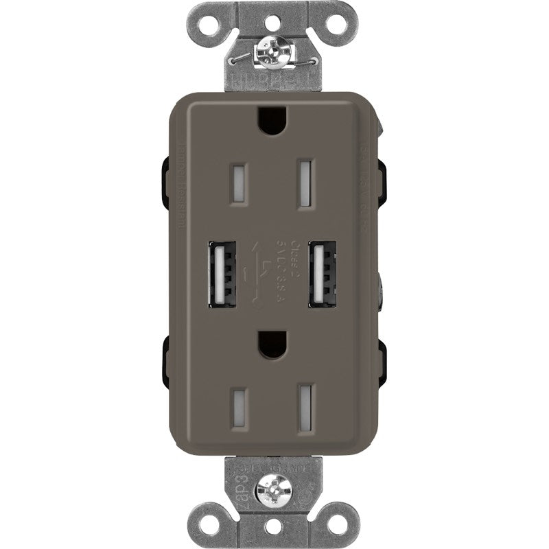 Lutron Claro SCR-15-UBTR, 15A Tamper Resistant Receptacle - Dual USB