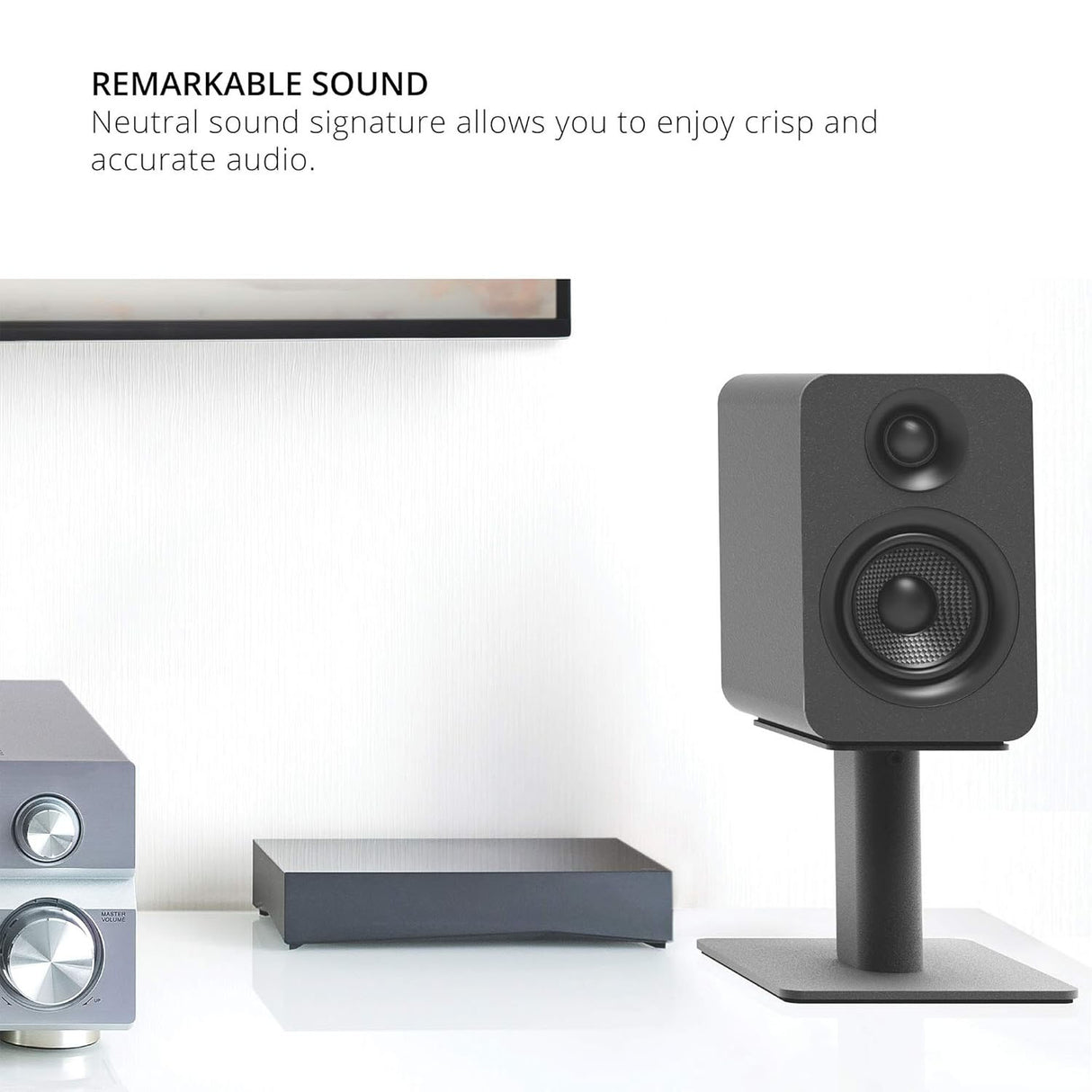 Kanto YUP4, Passive 4" Speakers with 1" Silk Dome Tweeter and 4" Kevlar Woofer - Black, Pair