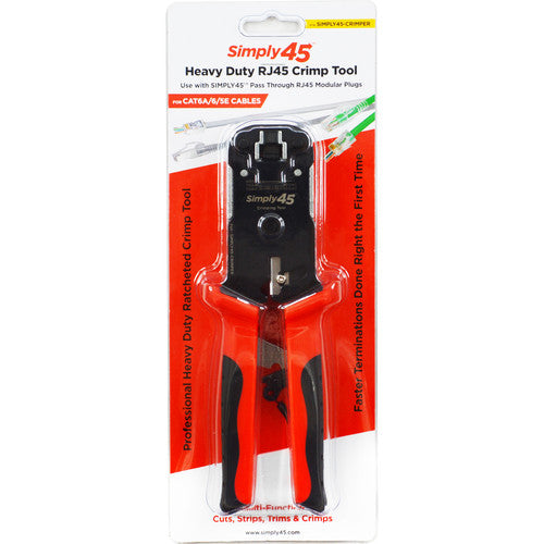 Simply45 (S45-C100) PASS THROUGH RJ45 Crimper for all S45 brand UTP & STP RJ45 Modular Plugs - 1Ea/Blister