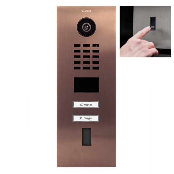 DoorBird D2102FV, Surface & Flush Possible, IP Video Door Station, Fingerprint 50, 2 Units, 2 Call Buttons, (Housings sold separately)