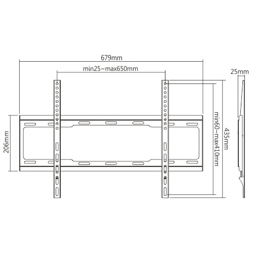 Rhino Mounts F3770E, Fixed 37"- 70" Economic TV Mount, Up to 88lbs / Profile:25mm