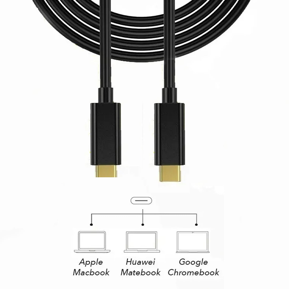 Acegear USBC2USBC1M, USB-C to USB-C Cable 1m, 3A USB 3.1 up to 10 Gbps Molded Gold-plated Support 4K@30Hz