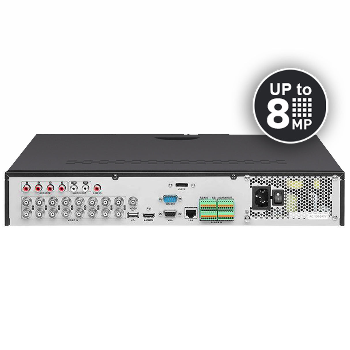 Acegear DVRT4K16K4 (16-CH) 4-SATA Interface, 4K, 16-BNC, 16-IP, AOC, UL Listed.