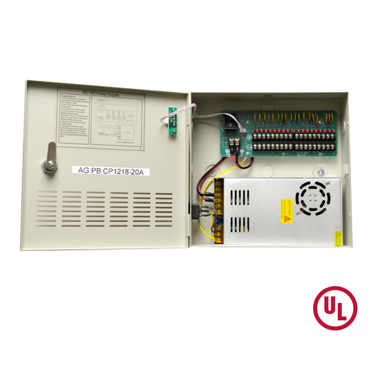 Acegear PBCP121820AUL CCTV Power Supply Box 18 Cameras (1.12 Amp/Channel) 12V 20.0Amp