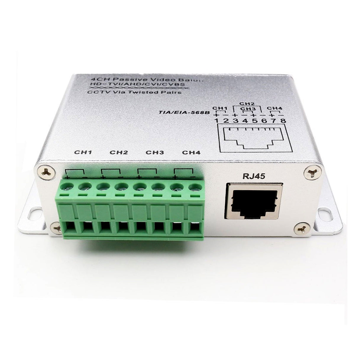 Acegear VB4CHBNC 4ch Passive Video Balun, BNC Coax to CAT5 Ethernet RJ45, CCTV AHD TVI
