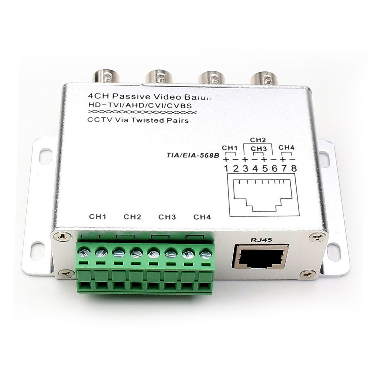 Acegear VB4CHBNC 4ch Passive Video Balun, BNC Coax to CAT5 Ethernet RJ45, CCTV AHD TVI