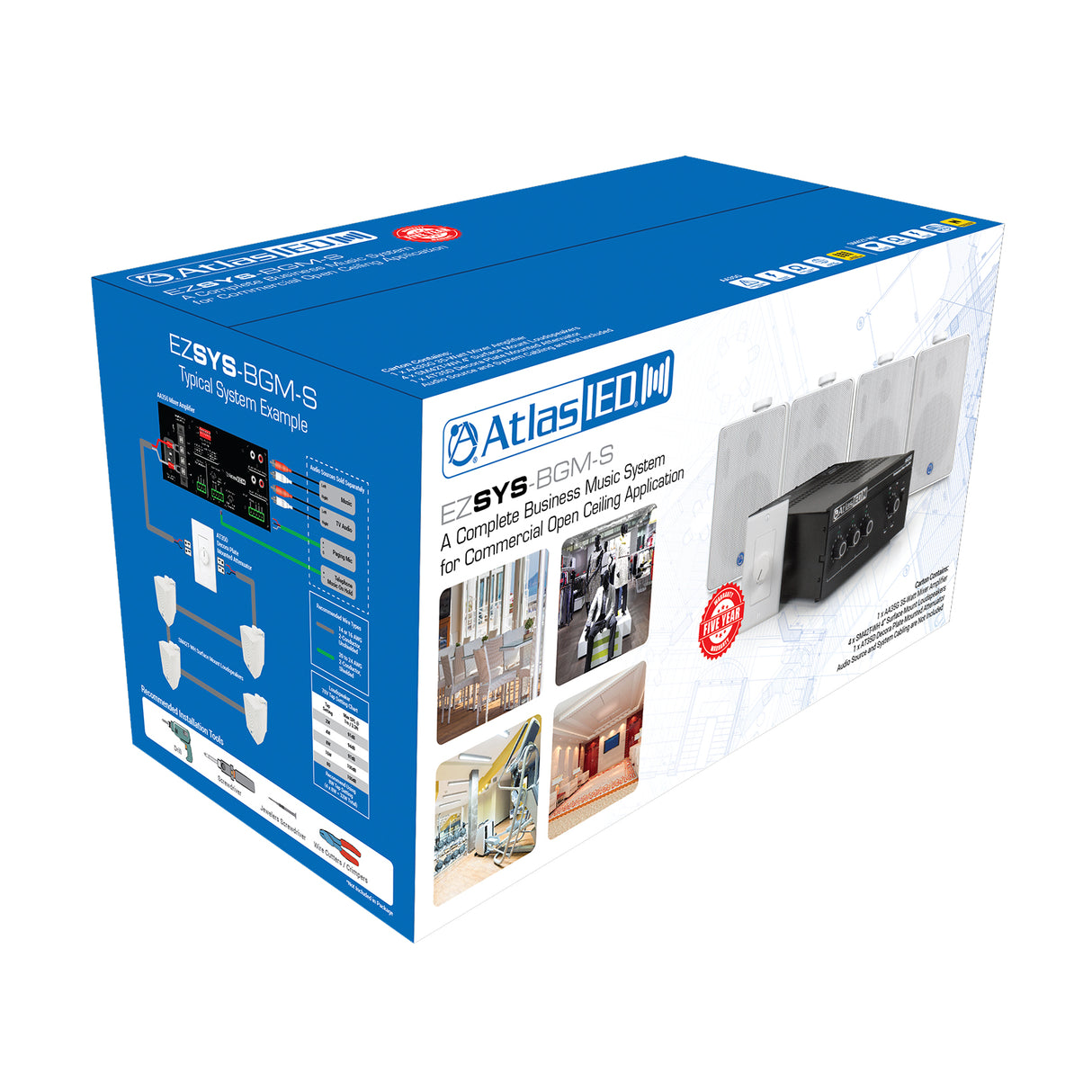 AtlasIED EZSYS-BGM-S / Complete business music & paging system for surface mount applications - with wall level controller