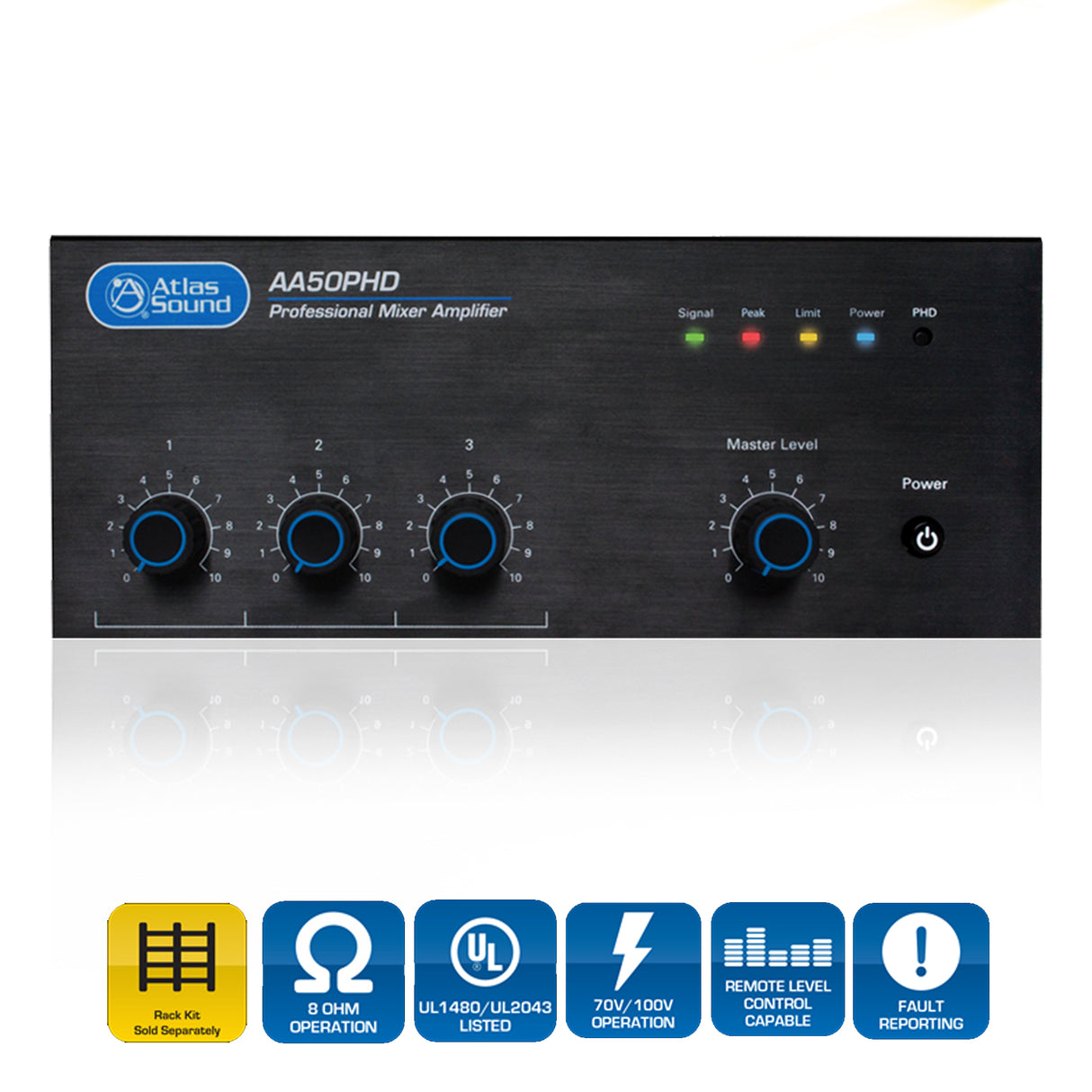 AtlasIED AA50PHD / 4-Input, Mixer Amplifier with Automatic System Test (PHD) (50-Watt)