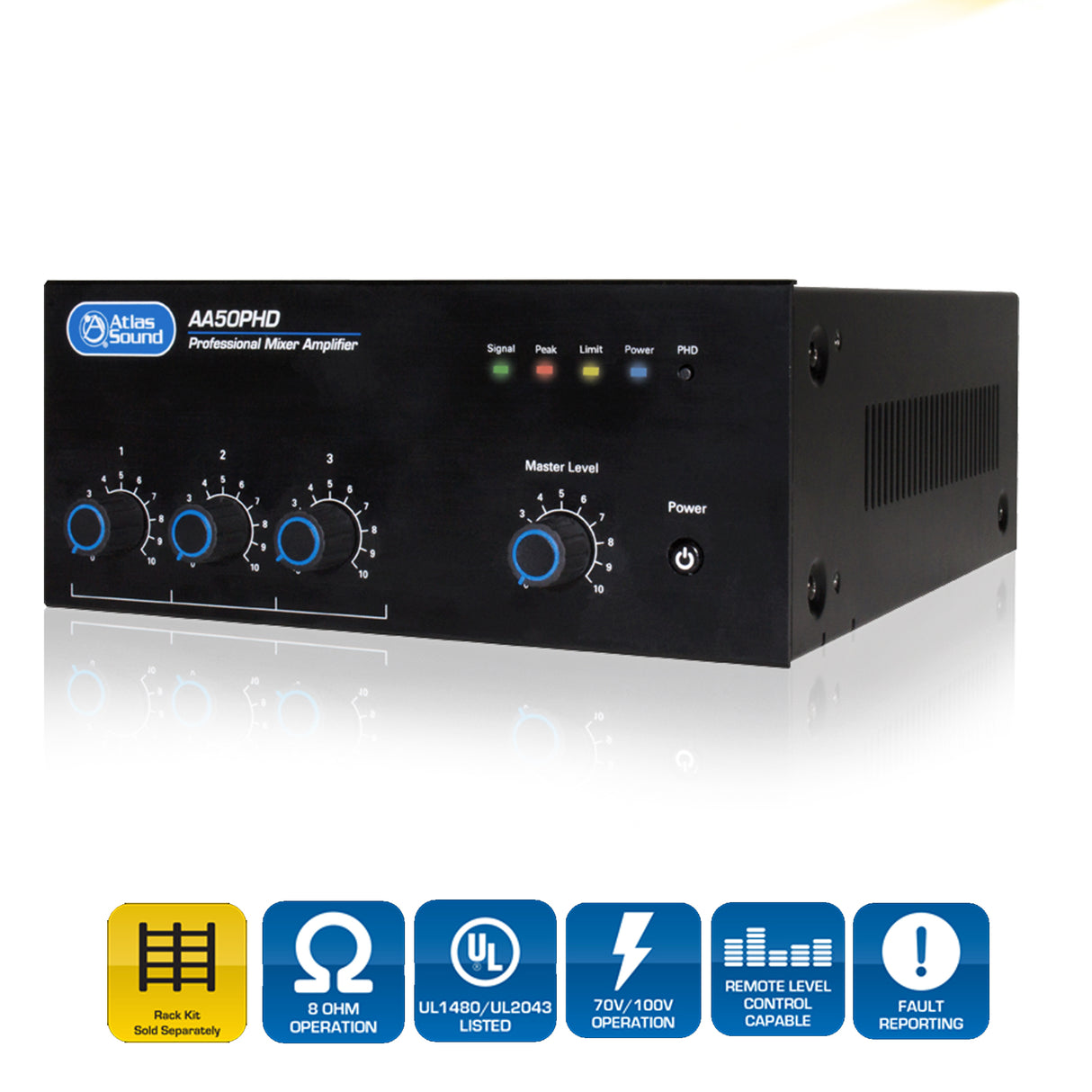 AtlasIED AA50PHD / 4-Input, Mixer Amplifier with Automatic System Test (PHD) (50-Watt)