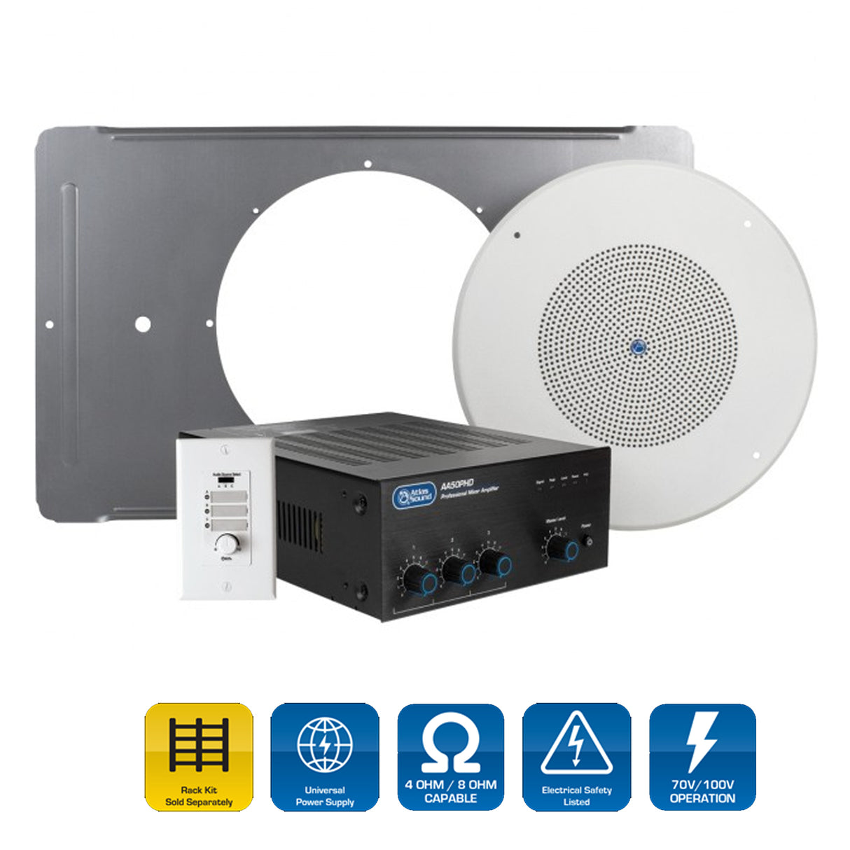 AtlasIED EZSYS-BGM-C / complete business music & paging system for ceiling tile applications - with wall level controller