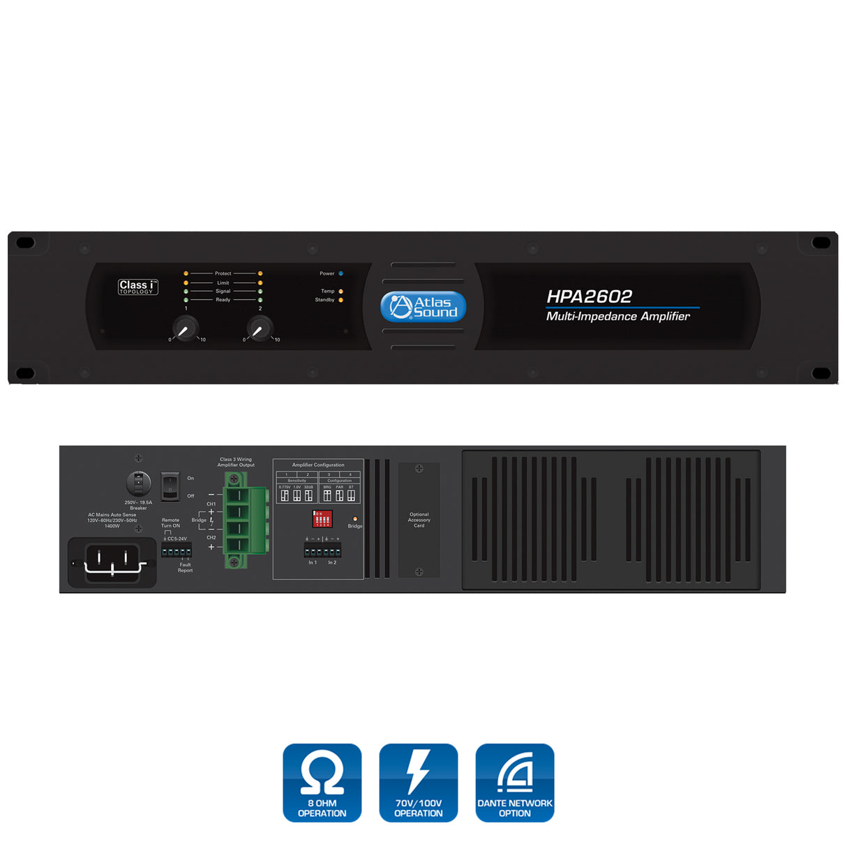 AtlasIED HPA2602 DUAL-CHANNEL, 3200-WATT COMMERCIAL AMPLIFIER