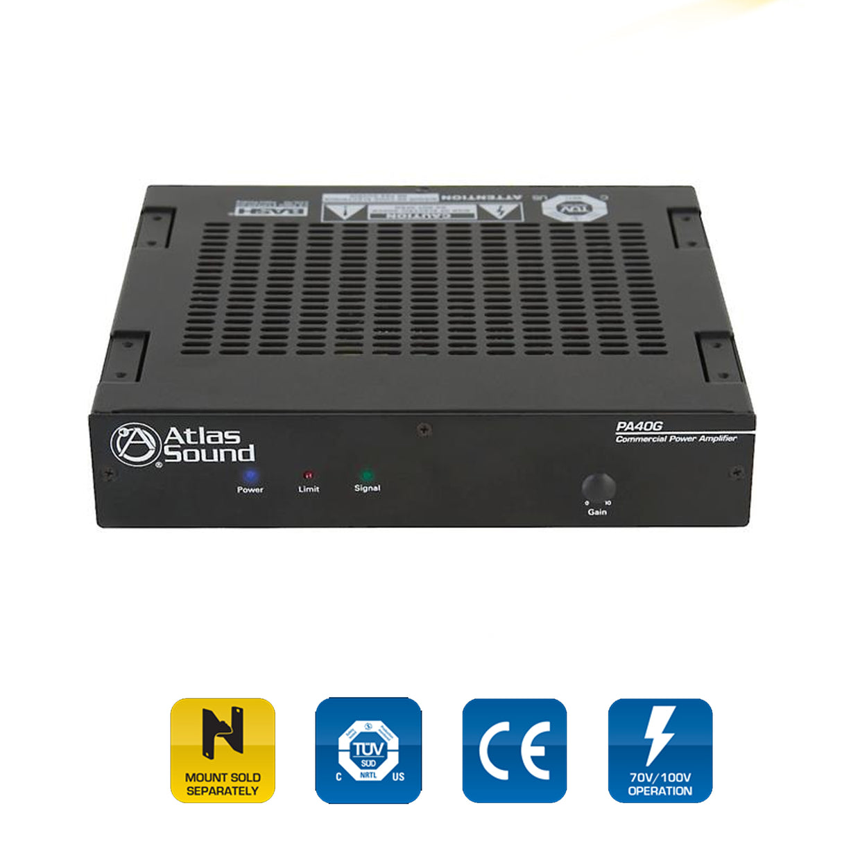 AtlasIED PA40G / SINGLE CHANNEL, 40-WATT POWER AMPLIFIER WITH GLOBAL POWER SUPPLY