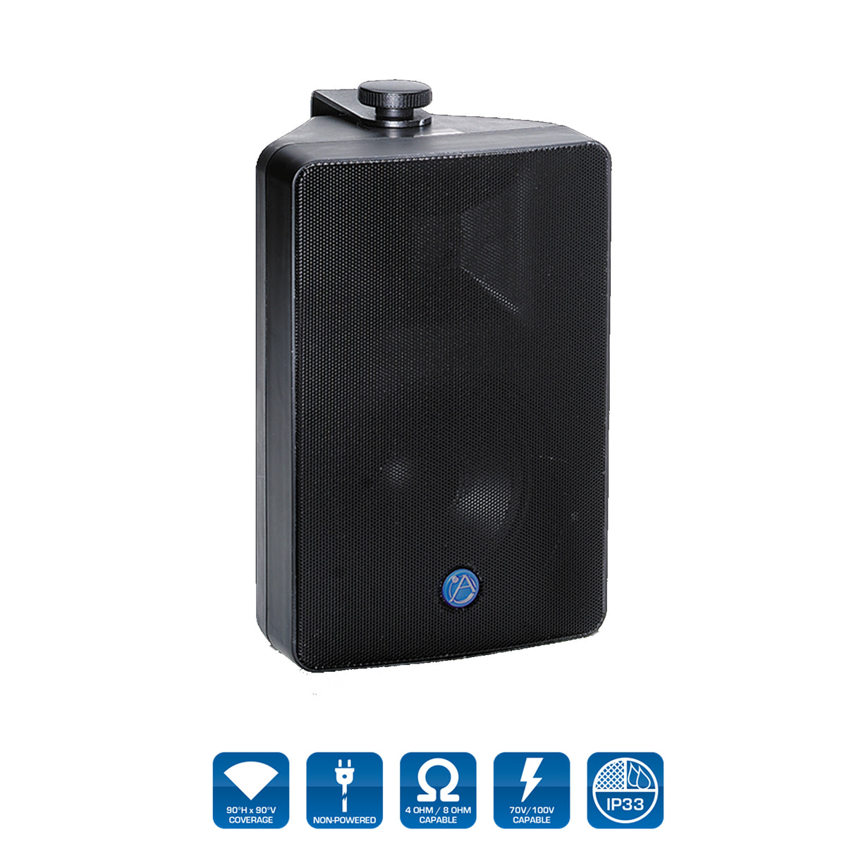 AtlasIED SM52T-B 5.25" 2-Way Weather Resistant Speaker System with 70.7V/100V-30W Transformer