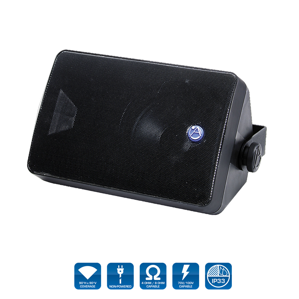 AtlasIED SM52T-B 5.25" 2-Way Weather Resistant Speaker System with 70.7V/100V-30W Transformer