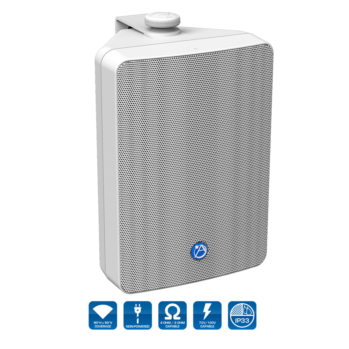 AtlasIED SM52T-WH / 5.25" 2-Way Weather Resistant Speaker System with 70.7V/100V-30W Transformer