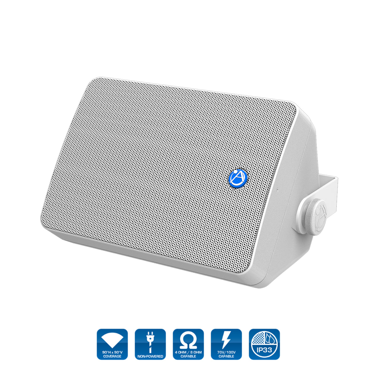 AtlasIED SM52T-WH / 5.25" 2-Way Weather Resistant Speaker System with 70.7V/100V-30W Transformer