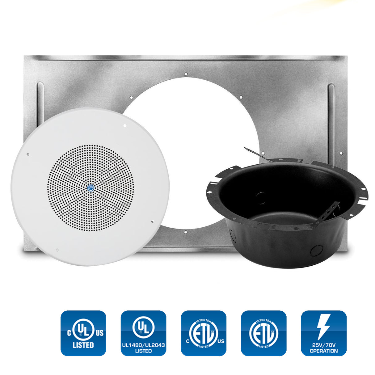 AtlasIED SD72W-KIT / SPEAKER, 62-8 BAFFLE, CS95-8 BACK BOX, AND 81-8R T-BAR BRIDGE KIT