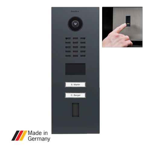 DoorBird D2102FV, Surface & Flush Possible, IP Video Door Station, Fingerprint 50, 2 Units, 2 Call Buttons, (Housings sold separately)