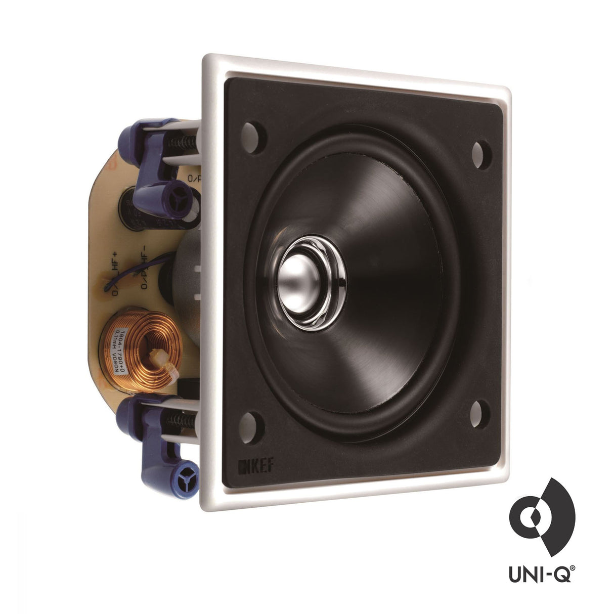 KEF CI100QS, 4" In-Ceiling, Uni-Q Two-way 100mm Square Speaker, White (Each)