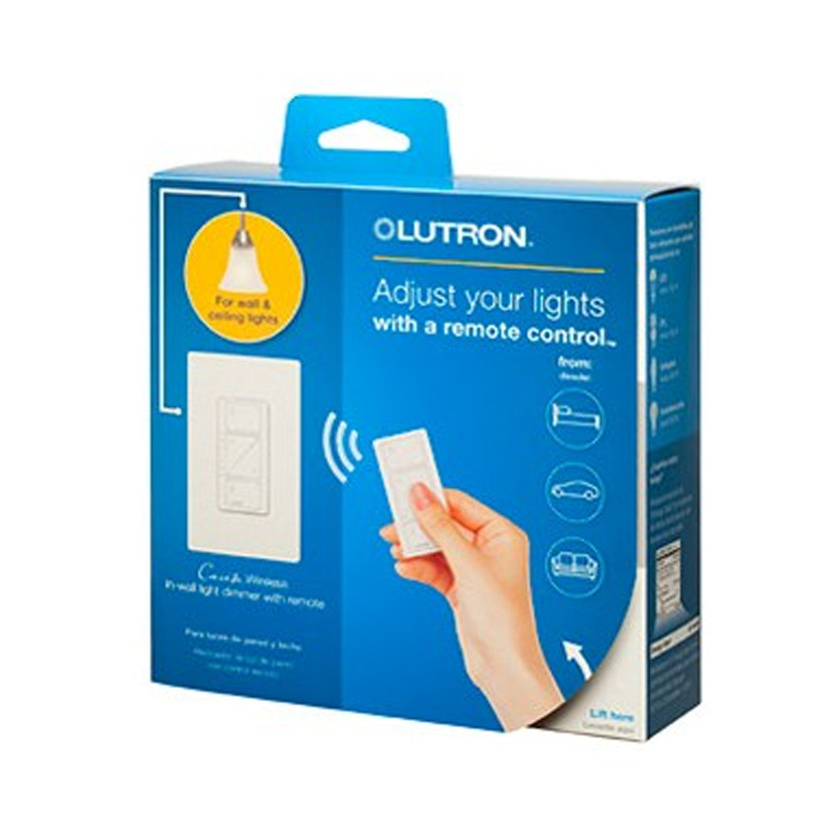 Lutron P-PKG1W-WH, Caseta Wireless In-Wall Dimmer w/Pico Remote & Claro Wallplate, White