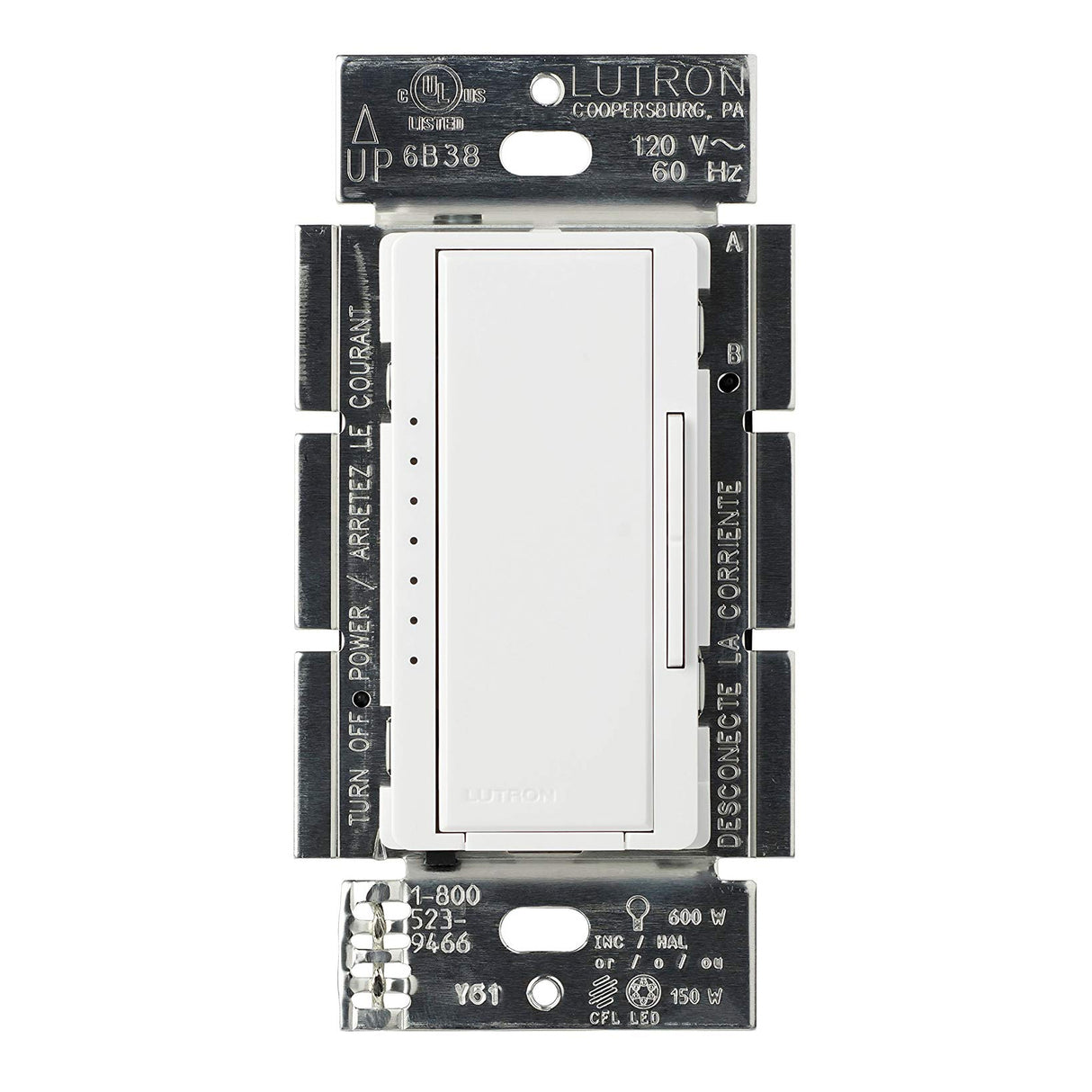 Lutron RRD-PROWH, 250 W CFL / LED , 500 W Incandescent / Halogen / ELV, 400 VA MLV Phase Selectable