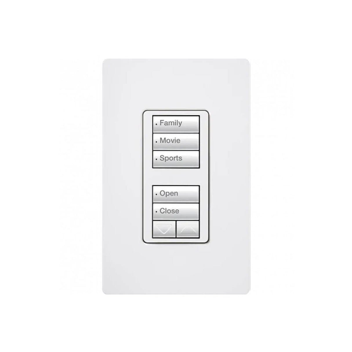 Lutron RRD-W-1RLD-WH, RadioRA2, Wall Mounted Keypad - Dual (Top & Bottom Split Button Groups)- 3 Buttons in Top Button Grouping & 2 Buttons with Raise/Lower as the Bottom Button Group. Therefore, 1 Raise/Lower Total