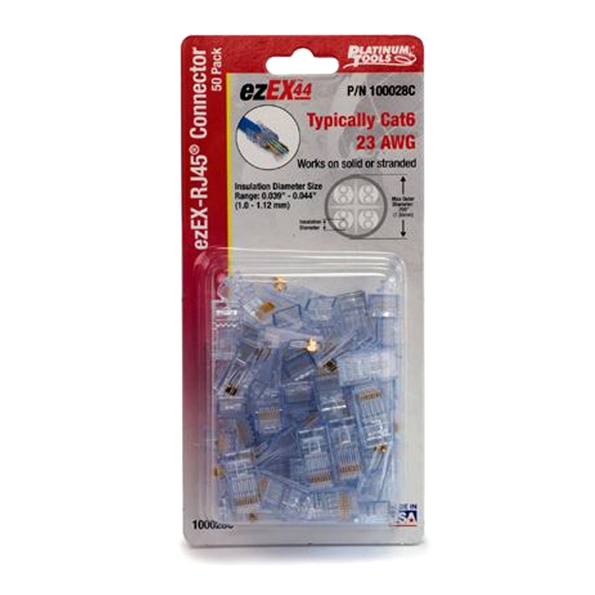 Platinum Tools 100028C, ezEX44 Connectors, 50 Clamshell
