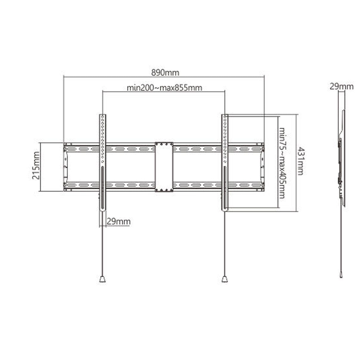 Rhino Mount F4390E, Fixed 43" - 90" Economic, FOLDABLE TV Mount, Up to 154lbs / Profile: 29mm (1.1")