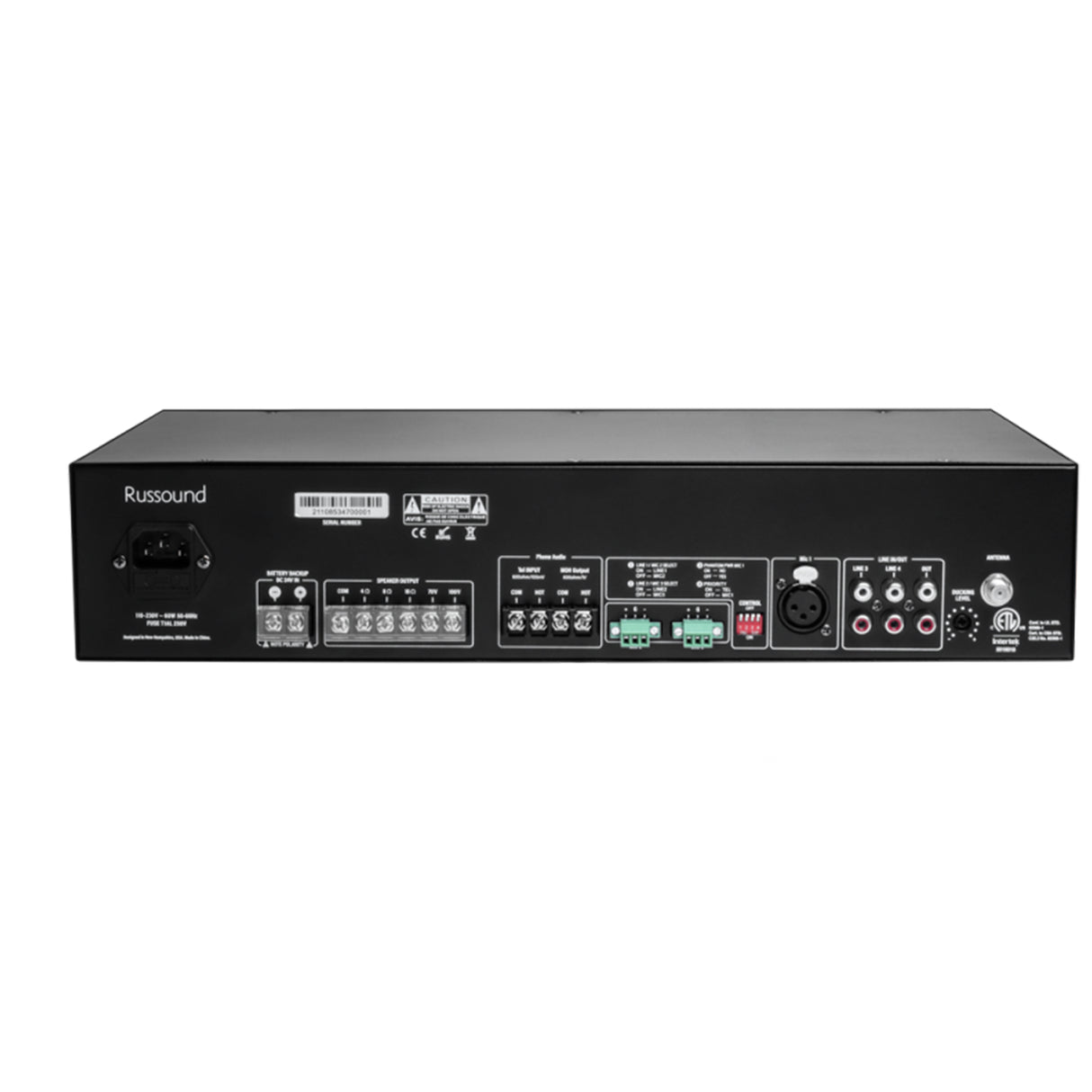 Russound MIXAMP-60,60W 70V/100V Mixer Amp with Bluetooth, Tuner and MP3 Audio