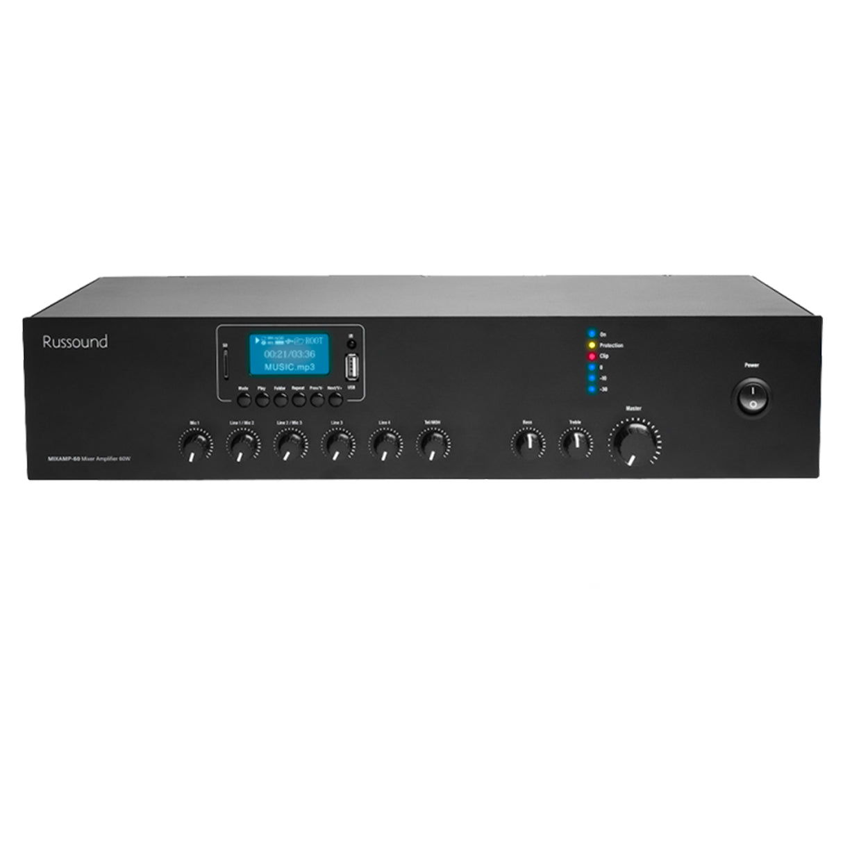 Russound MIXAMP-60,60W 70V/100V Mixer Amp with Bluetooth, Tuner and MP3 Audio