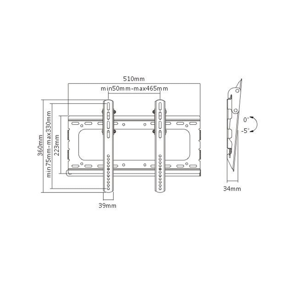 Rhino Mounts F3246HD Fixed 32"- 46" Heavy Duty TV Mount, Up to 165lbs / Profile: 83mm