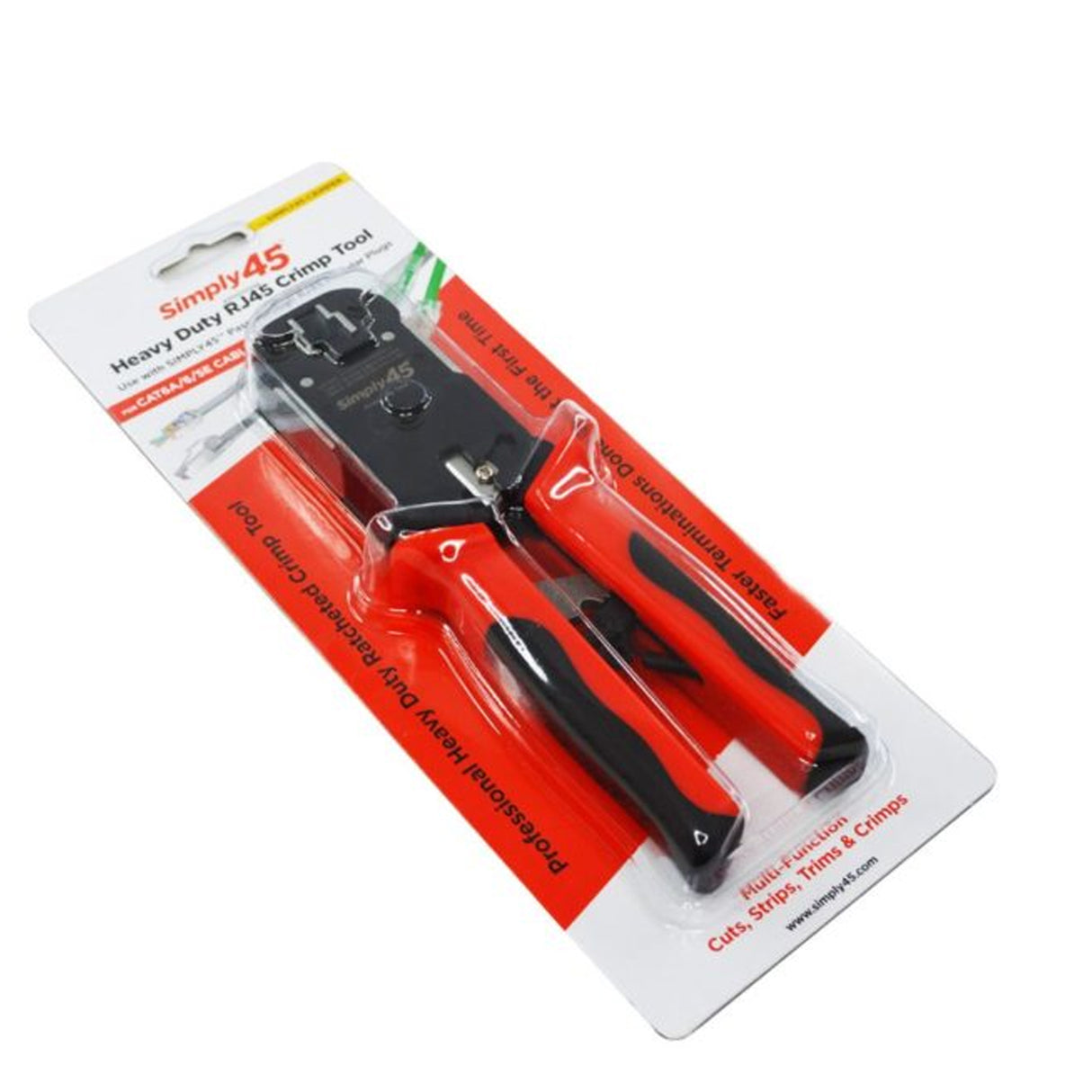 Simply45 (S45-C100) PASS THROUGH RJ45 Crimper for all S45 brand UTP & STP RJ45 Modular Plugs - 1Ea/Blister