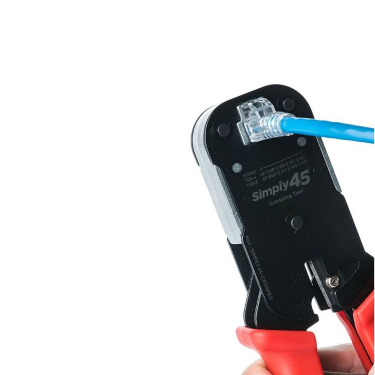 Simply45 (S45-C100) PASS THROUGH RJ45 Crimper for all S45 brand UTP & STP RJ45 Modular Plugs - 1Ea/Blister