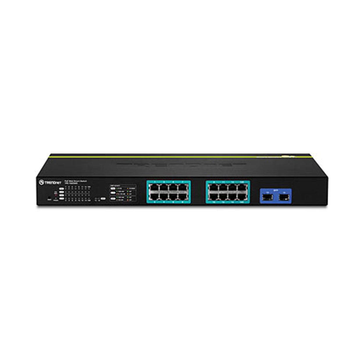 TRENDnet 1620WS 16-port Gigabit Web Smart PoE+ Switch w/ 2 Shared Mini-GBIC Slots (16 PoE+, 2SFP)